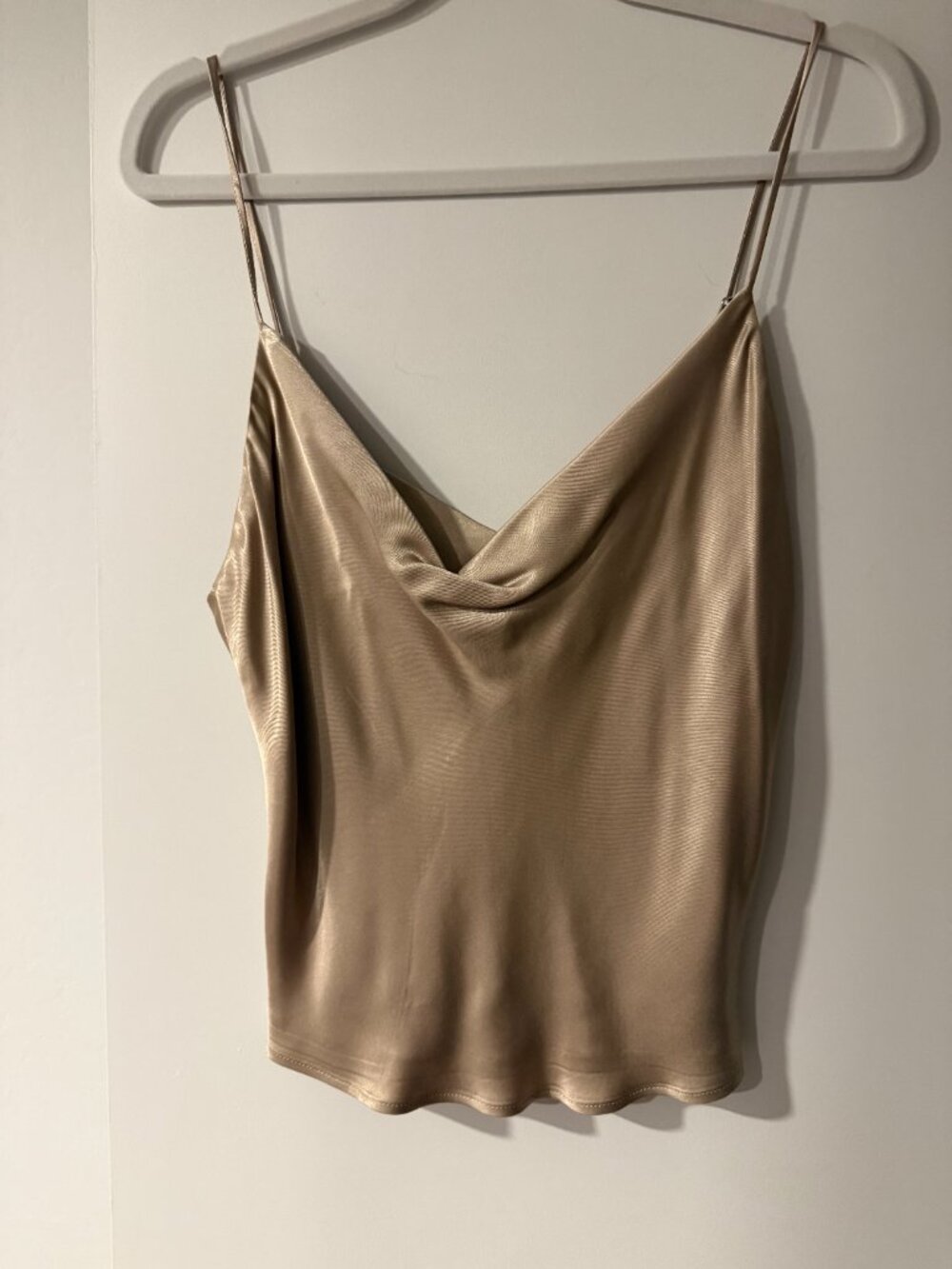 Zara beige satin cowl neck tank size M